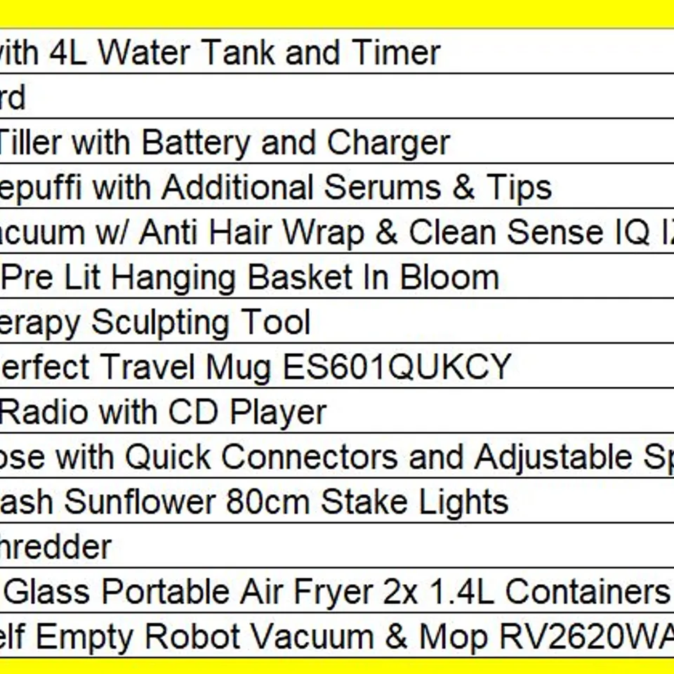 PALLET OF APPROXIMATELY 14 ASSORTED PRODUCTS TO INCLUDE;