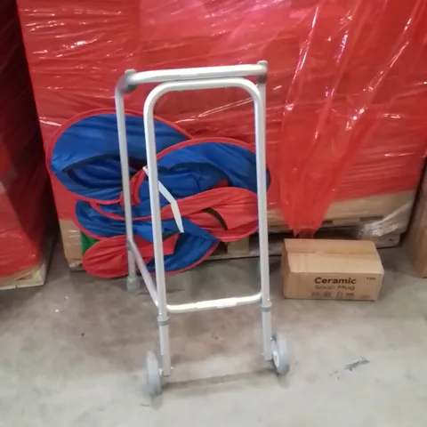 PALLET OF ASSORTED HOUSEHOLD GOODS AND PRODUCTS TO INCLUDE;SOUP MUG,ZIMMER FRAME,POPUP TENT 