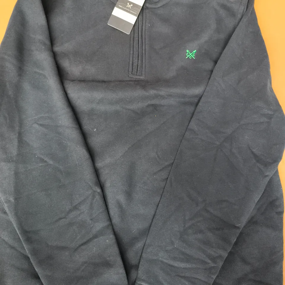 CREW CLOTHING COMPANY 1/2 ZIP SOLID LONG SLEEVE FLEECE IN NAVY SIZE LARGE