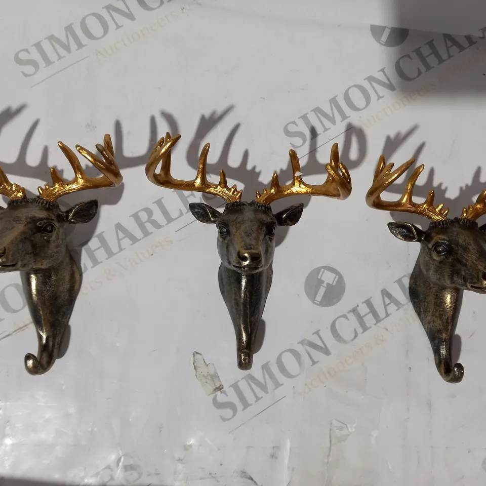 BOXED ALISON CORK SET OF 3 WALL HOOK STAGS
