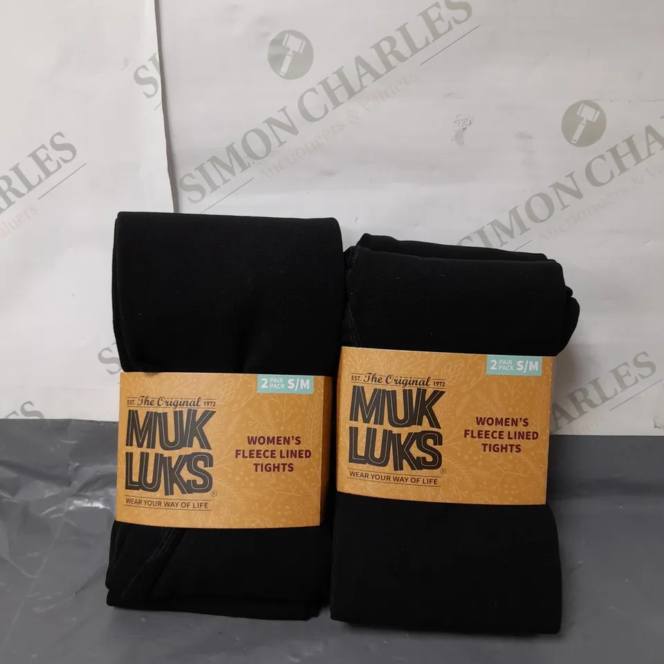 LOT OF 4 PAIRS OF LADIES MUK LUKS FLEECE LINED TIGHTS SIZE S/M