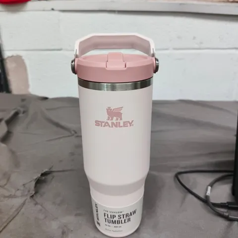 STANLEY FLIP STRAW TUMBLER – WHITE WITH PINK LID, 30 OZ (887 ML)