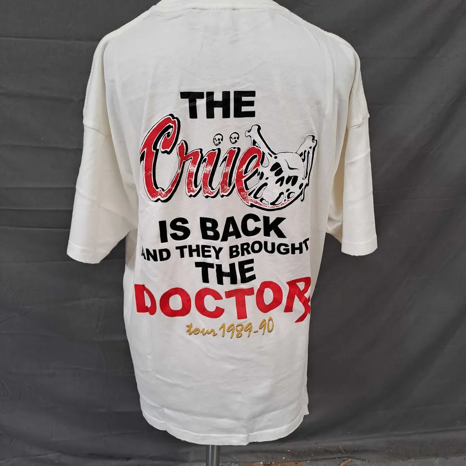 REPRESENT MOTLEY CRUE DR FEEL GOOD TSHIRT IN FLAT WHITE SIZE S