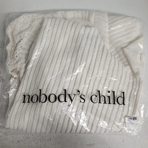 BAGGED NOBODYS CHILD CROCHET COLLAR SHIRT IN WHITE - UK LARGE