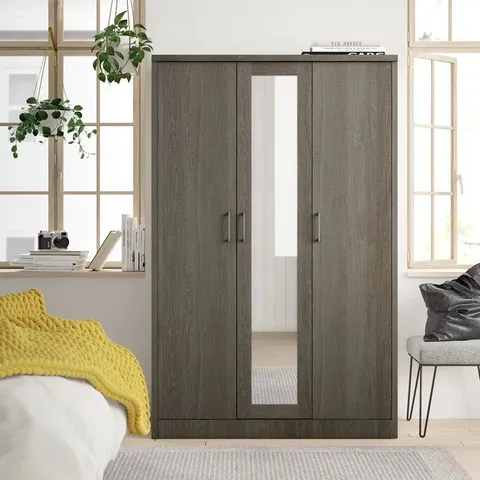 BOXED MARI 3 DOOR MANUFACTURED WOOD WARDROBE (4 BOXES)
