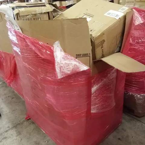 PALLET OF ASSORTED HOUSEHOLD GOODS & PRODUCTS TO INCLUDE; CAT LITTER BOX, OFFICE CHAIR, AIR COOLER ETC