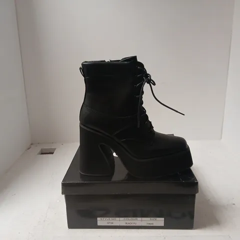 SEDAI BLACK PLATFORM LACE-UP ANKLE BOOTS GT24 β UK 7 (EU 40) β WITH BOX