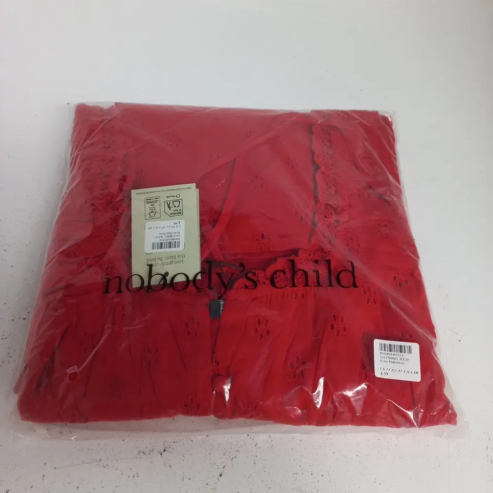 NOBODY'S CHILD KYLIE MIDI DRESS – RED, UK 14