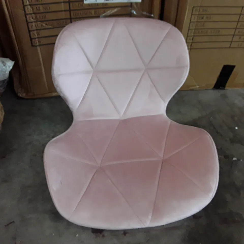 BOXED CLIPOP ERGONOMIC OFFICE CHAIR PADDED IN VELVET ADJUSTABLE HEIGHT WITH BACKREST AND CHROME BASE - PINK