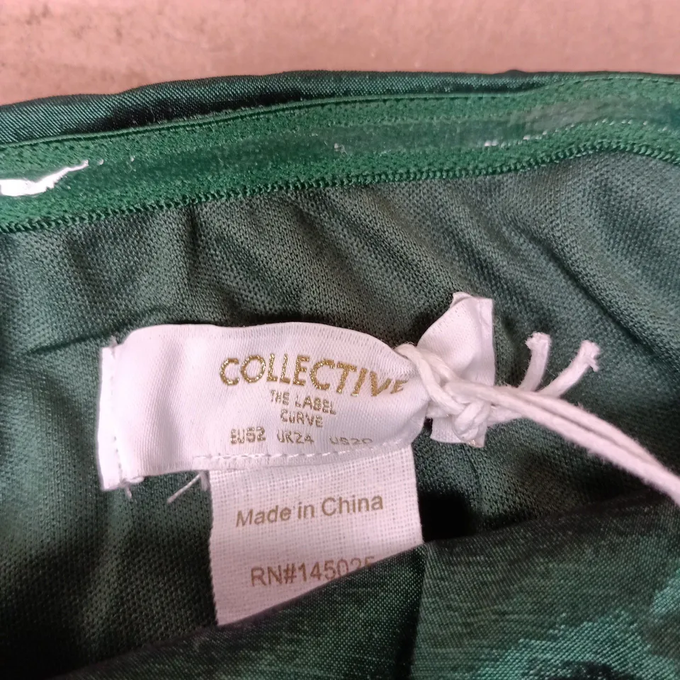 COLLECTIVE THE LABEL CURVE EMERALD GREEN SATIN DRESS
