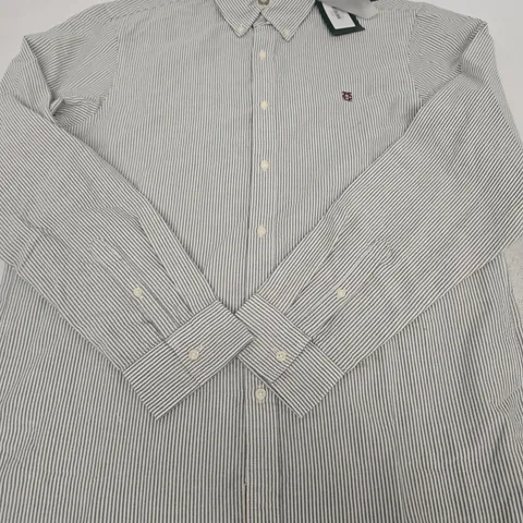 HOLLAND COOPER MEN’S OXFORD SHIRT – OLIVE STRIPE, XL