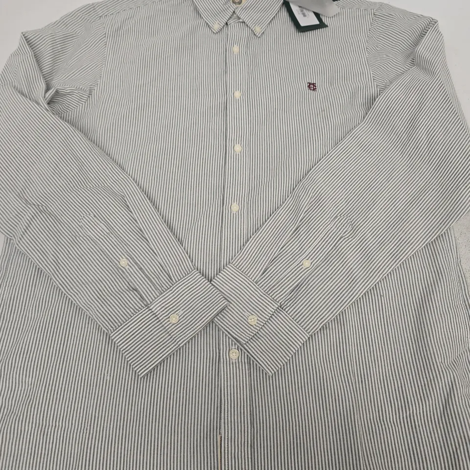 HOLLAND COOPER MEN’S OXFORD SHIRT – OLIVE STRIPE, XL