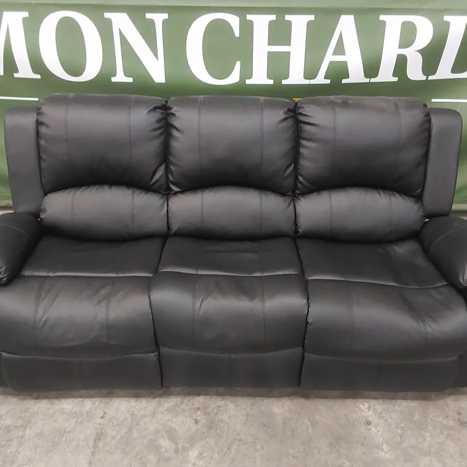 QUALITY DESIGNER MANERVIS 3 SEATER MANUAL RECLINING FAUX LEATHER SOFA 
