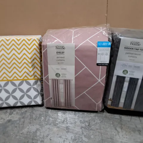 APPROXIMATELY 8 ASSORTED CURTAINS IN VARIOUS STYLES AND COLOURS 