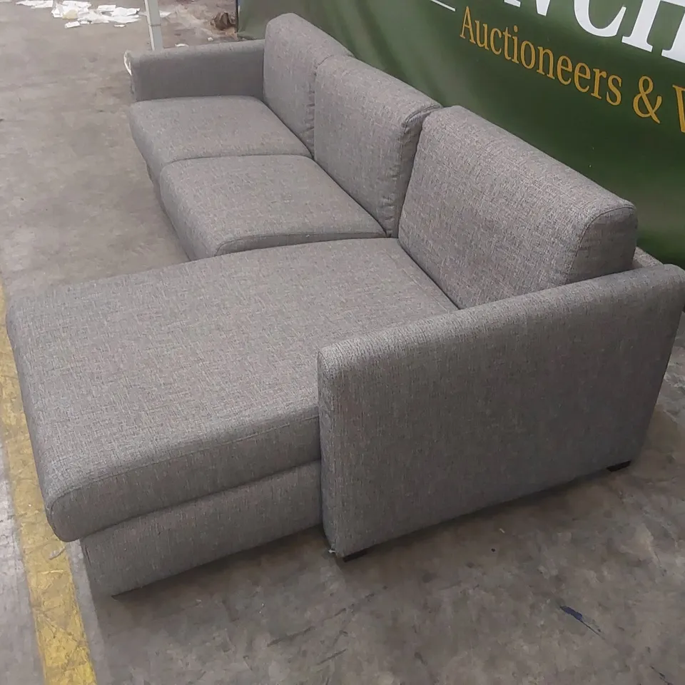 QUALITY DESIGNER ITALIAN MADE FABRIC CORNER CHAISE STORAGE SOFA - GREY