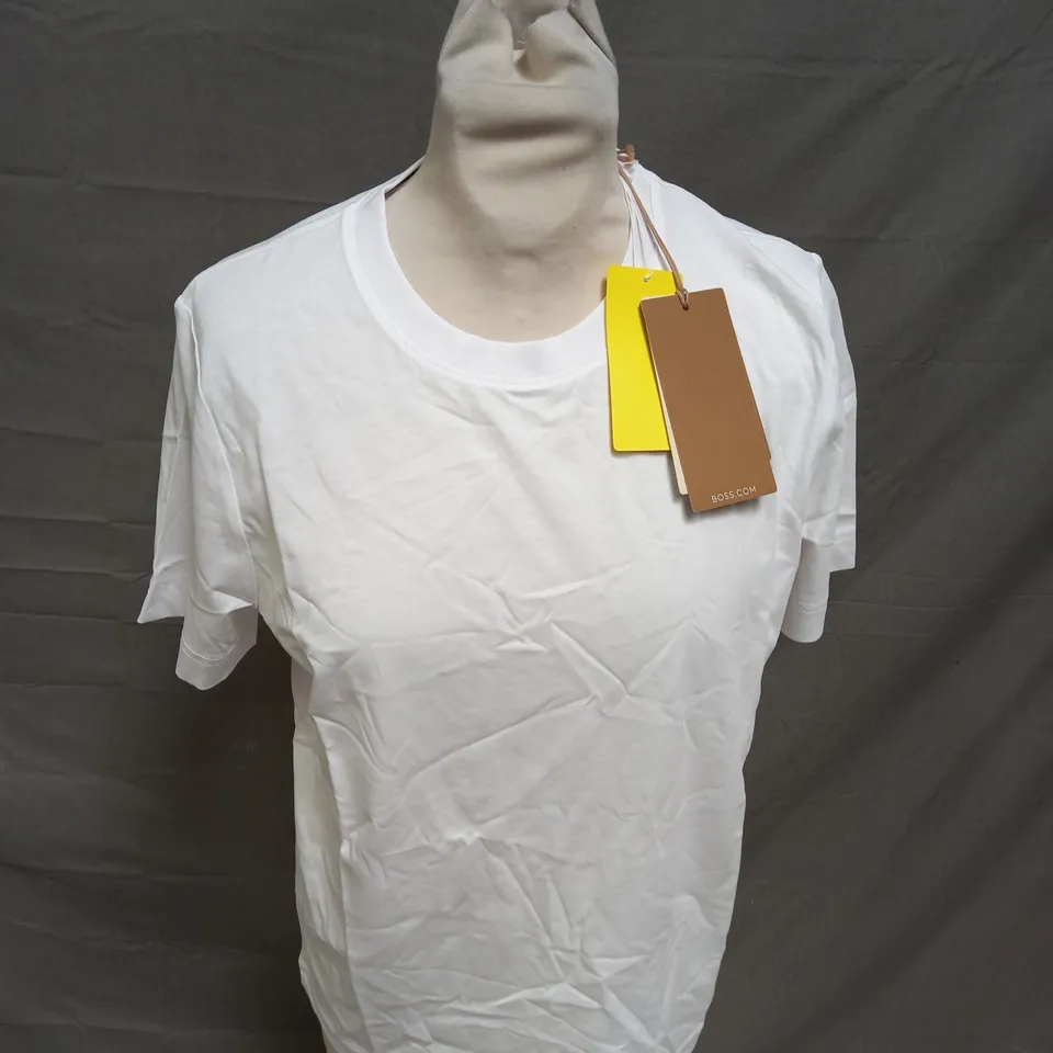 BOSS WHITE PLAIN T-SHIRT - XS