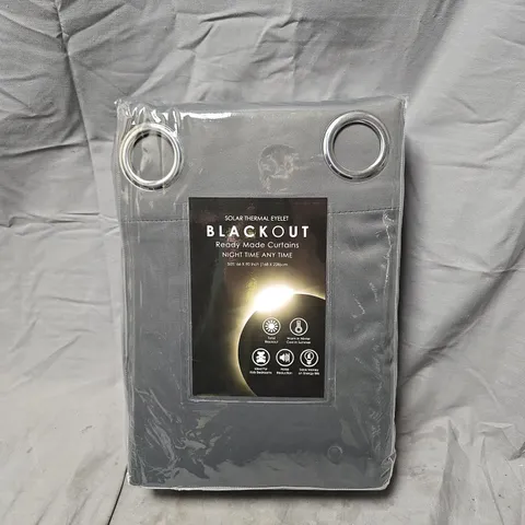 BAGGED SOLAR THERMAL EYELET CURTAINS IN GREY (66X90INCH)