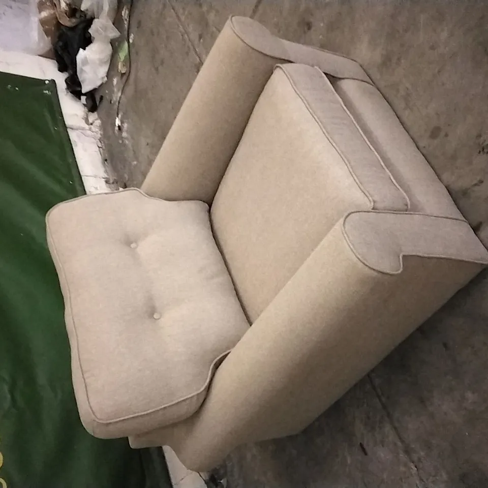 QUALITY DESIGNER BEIGE FABRIC ARMCHAIR 