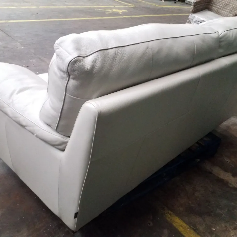 QUALITY DESIGNER 3 SEATER SOFA - IVORY LEATHER