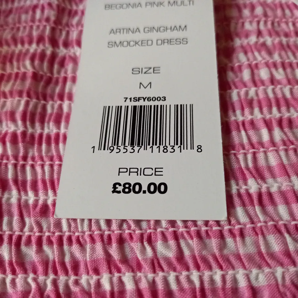 FRENCH CONNECTION BEGONIA GINGHAM SMOCKED DRESS - M