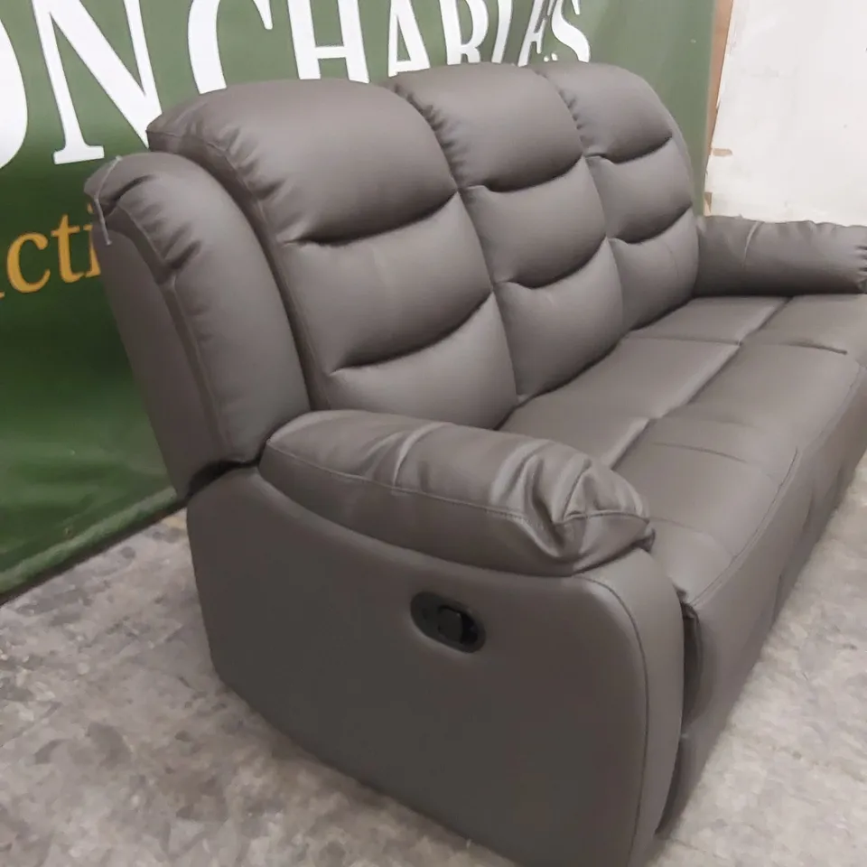 ROTHBURY LUXURY FAUX LEATHER HIGH BACK  3 SEATER MANUAL RECLINER SOFA - CHARCOAL  RRP £729