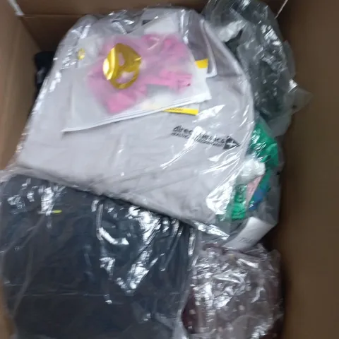 LARGE BOX OF APPROXIMATELY 25 ASSORTED CLOTHING ITEMS IN VARIOUS COLOURS, STYLES AND SIZES - COLLECTION ONLY