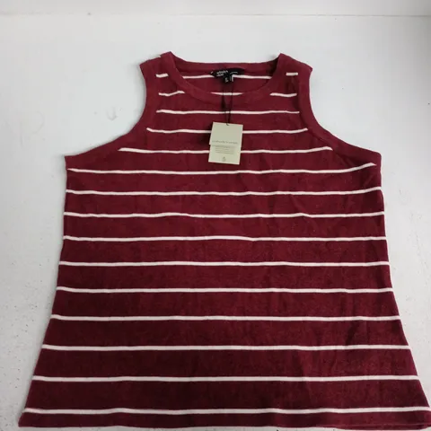 NOBODYS CHILD STRIPED RACER VEST IN RED - UK LARGE