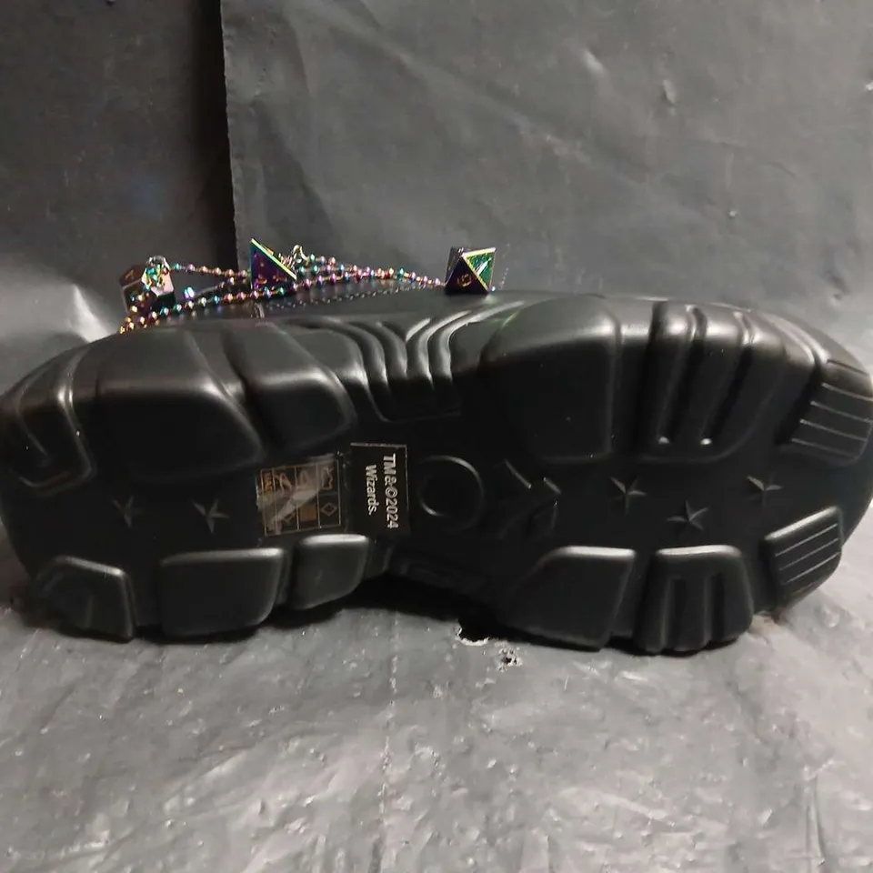 BOXED PAIR OF KOI BLACK PLATFORM SNEAKERS WITH MULTICOLOUR BEAD EMBELLISHMENT - UK SIZE 6