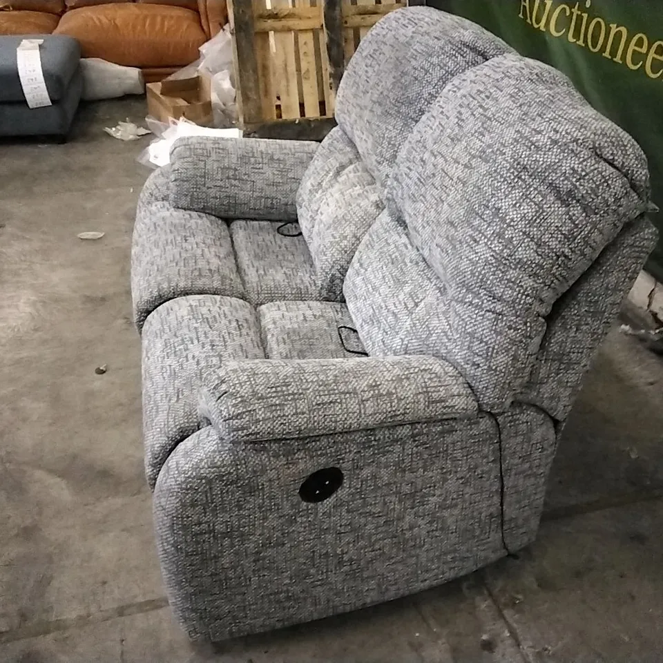 QUALITY BRITISH DESIGNED & MANUFACTURED G PLAN GREY PATTERNED FABRIC ELECTRIC RECLINING 2 SEATER SOFA