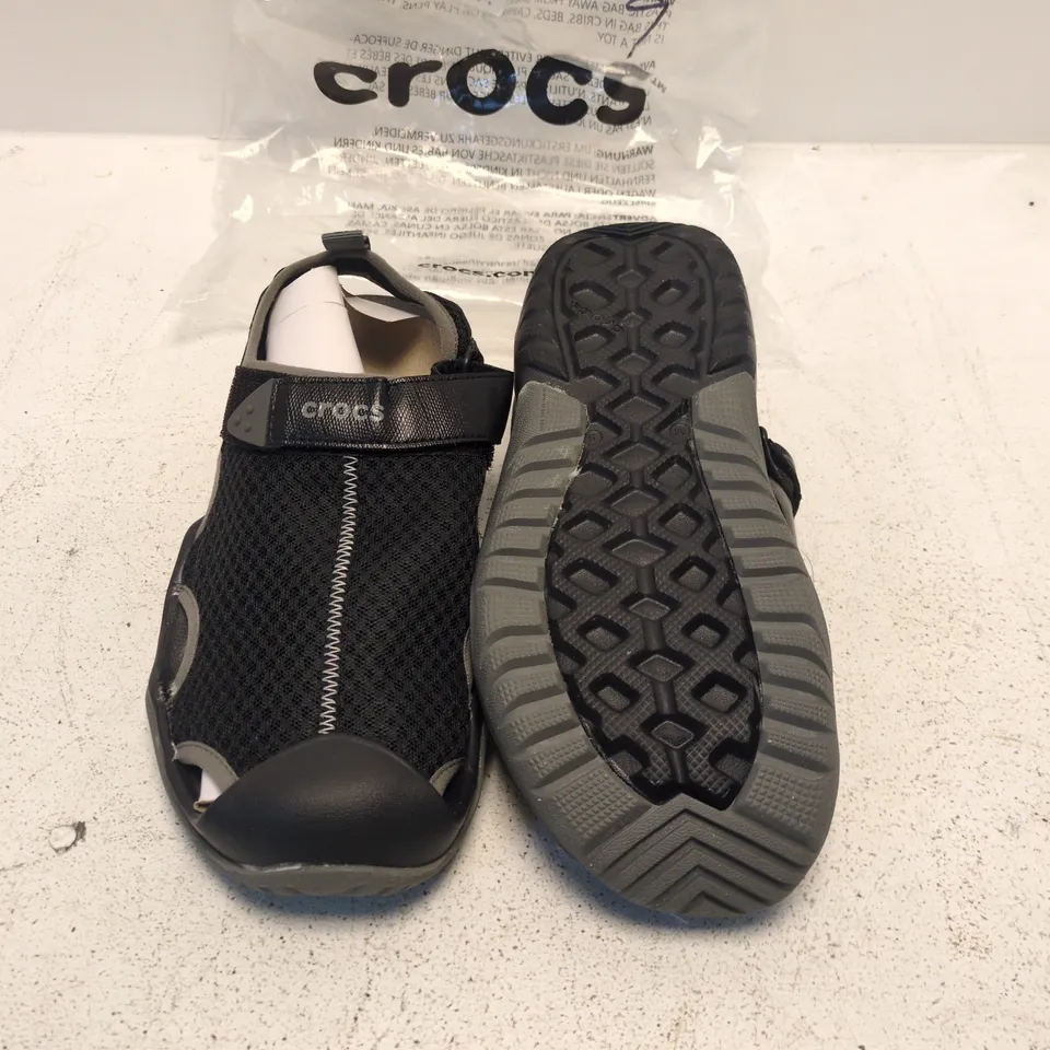 CROCS SWIFTWATER MESH DECK SANDAL – MEN'S, BLACK, UK 8 (US 9) WITH TAG