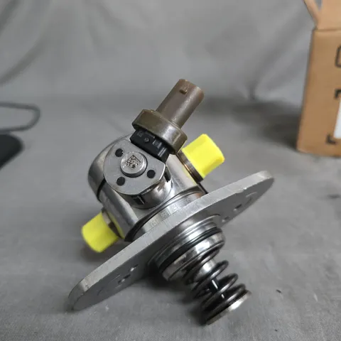 Vehicle part with spring-loaded valve component and mounting flange