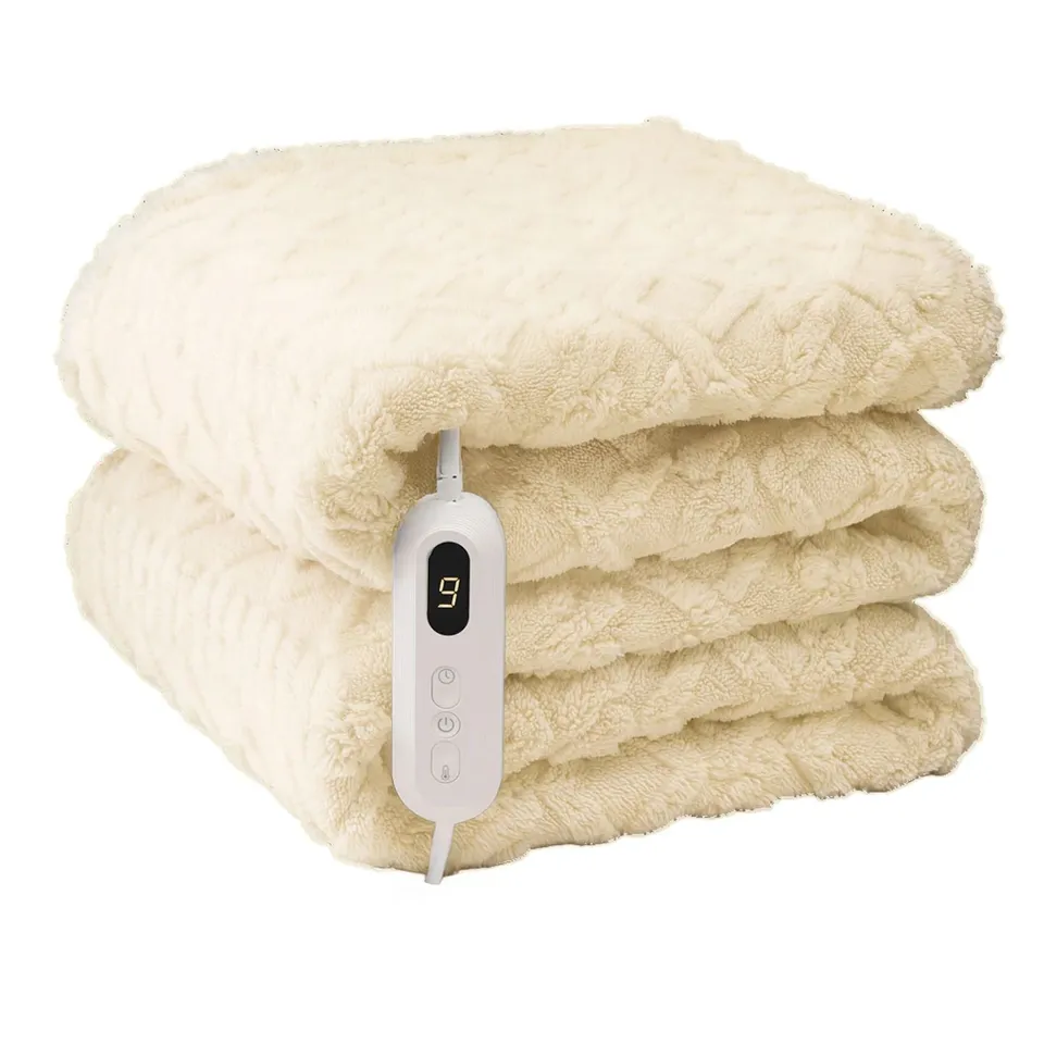 BOXED NEO NATURAL ELECTRIC CABLE KNIT HEATED THROW BLANKET