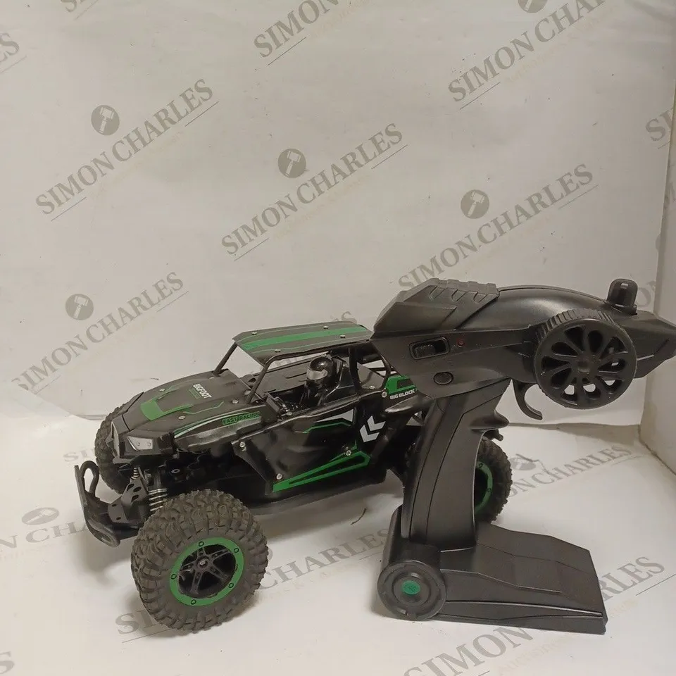 BOXED BEZGAR REMOTE CONTROL CAR - BLACK AND GREEN.
