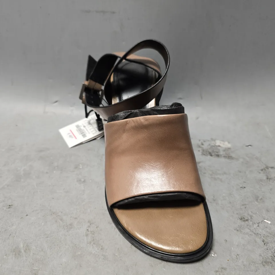 ZARA WEDGE BROWN OPEN TOE SANDALS - UK 4 