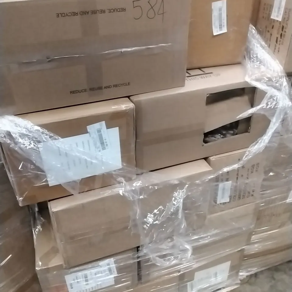 A PALLET TO CONTAIN APPROXIMATELY 125 BRAND NEW DESIGNER WOMEN'S CLOTHES WHICH INCLUDE; JD WILLIAMS DRESSES, SHIRTS, TOPS ETC