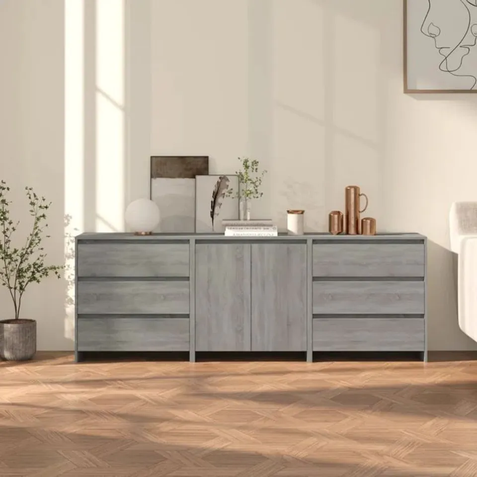 BOXED GIBELLY 70CM WIDE 6 DRAWER SIDEBOARD (3 BOXES)