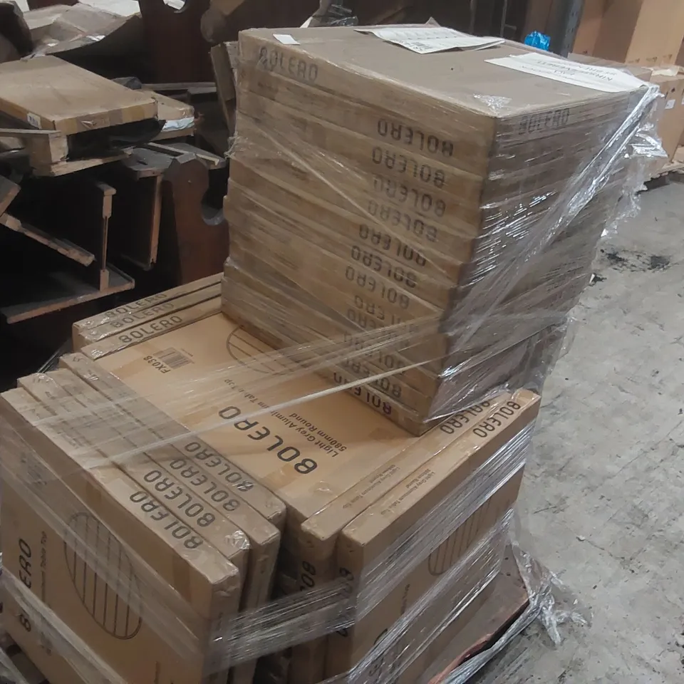 PALLET CONTAINING A VERY LARGE QUANTITY OF BOLERO ALUMINIUM TABLE TOPS 