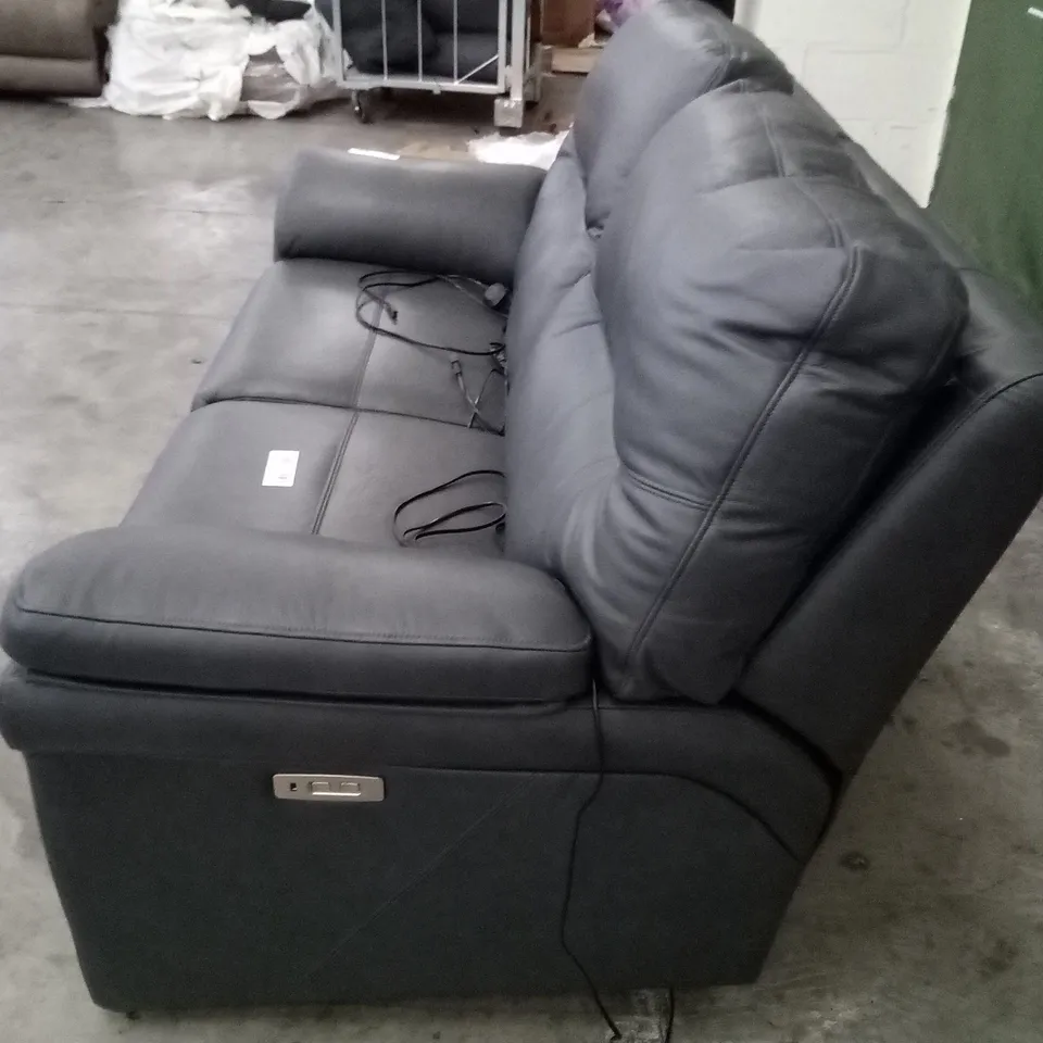 DESIGNER G PLAN SEATTLE 2.5 SEATER ELECTRIC RECLINER DBL SOFA - CAMBRIDGE PETROL BLUE LEATHER 