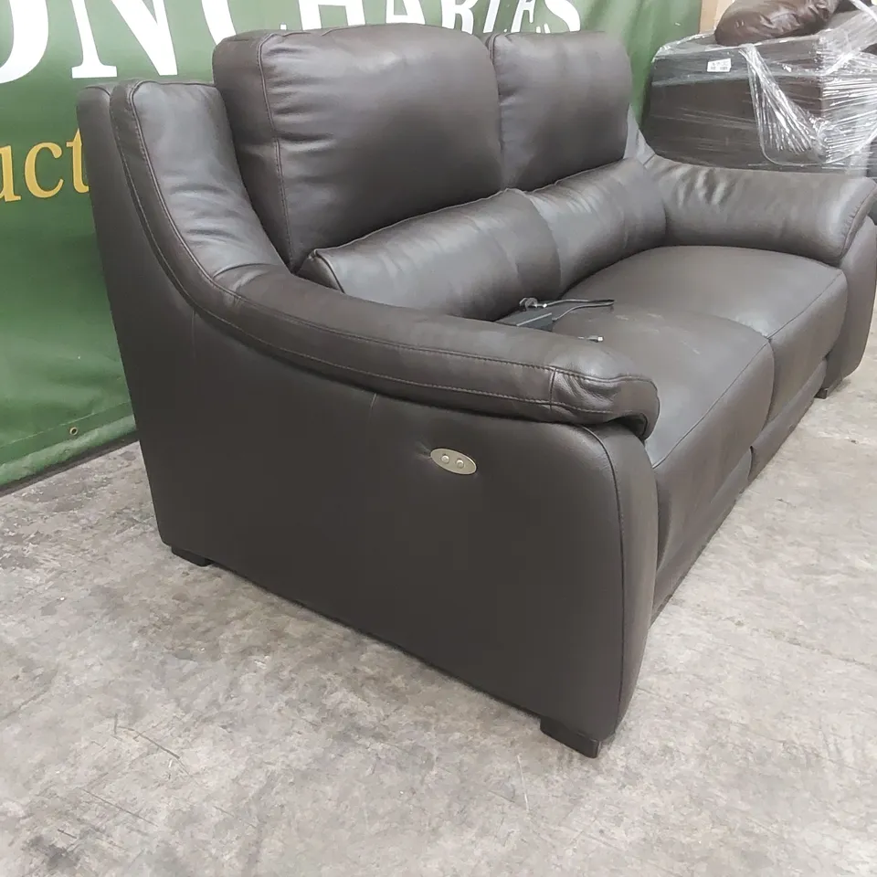 QUALITY DESIGNER ITALIAN MADE DEGANO 3-SEATER ELECTRIC RECLINING DARK BROWN LEATHER SOFA