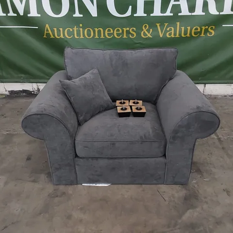 DESIGNER BEATRICE CHAIR UPHOLSTERED IN CHARCOAL FABRIC