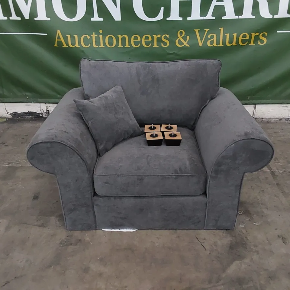 DESIGNER BEATRICE CHAIR UPHOLSTERED IN CHARCOAL FABRIC