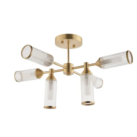 BOXED CUNNINGHAM 6-LIGHT SATIN BRASS SEMI FLUSH MOUNT (1 BOX)