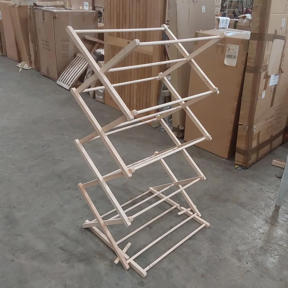 CLASSIC FOLDING WOODEN CLOTHES HORSE NATURAL BEECH