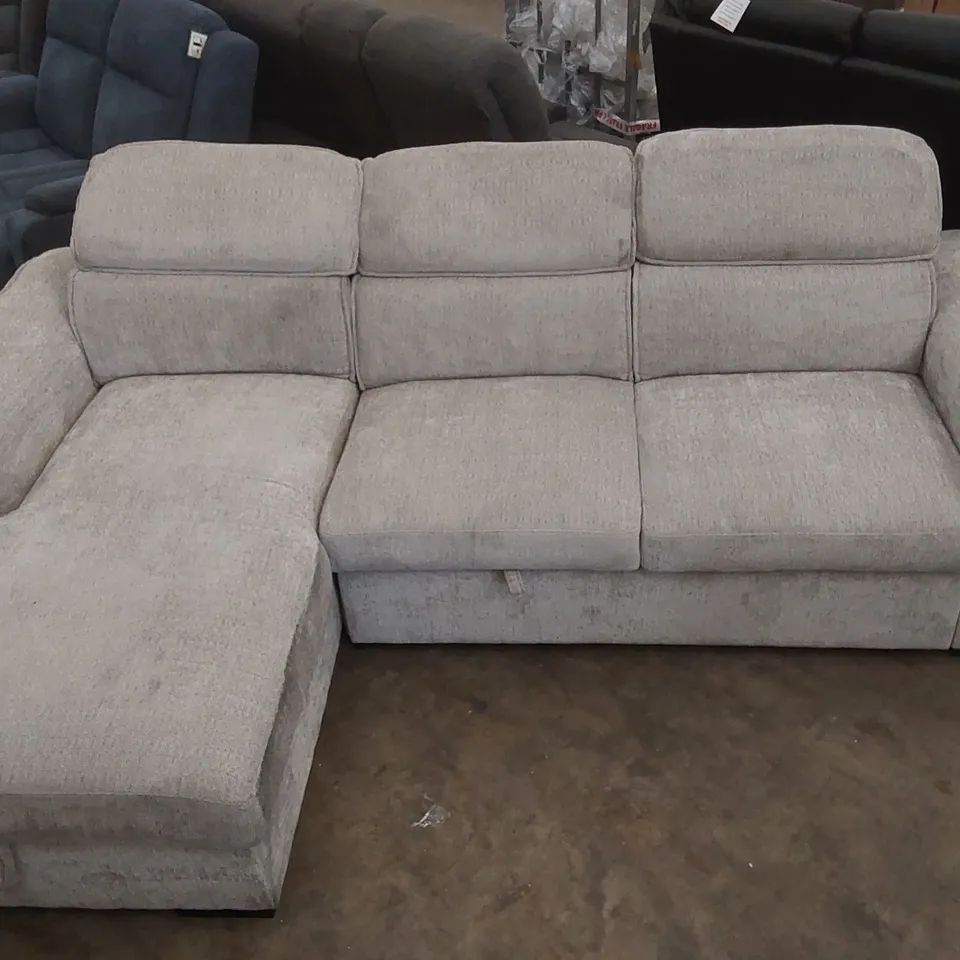 QUALITY DESIGNER FABRIC UPHOLSTERED CORNER SOFA BED WITH STORAGE