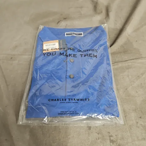 CHARLES TYRWHITT SHORT SLEEVE COTTON PIQUE POLO IN COBALT BLUE SIZE XXL
