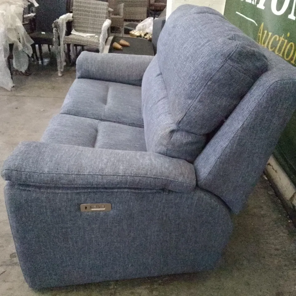 QUALITY DESIGNER G-PLAN HARPER SMALL ELECTRIC RECLINER DBL SOFA - PIERO THUNDERSTORM FABRIC