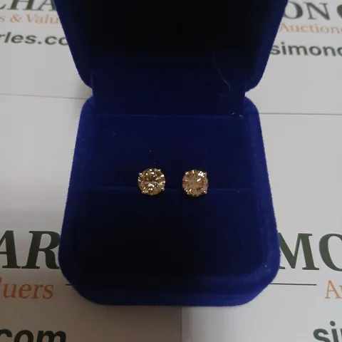 18CT WHITE GOLD STUD EARRINGS SET WITH NATURAL DIAMONDS WEIGHING +2.21CT
