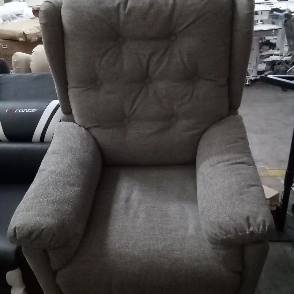 DESIGNER GREY FABRIC ELECTRIC RECLINING EASY CHAIR