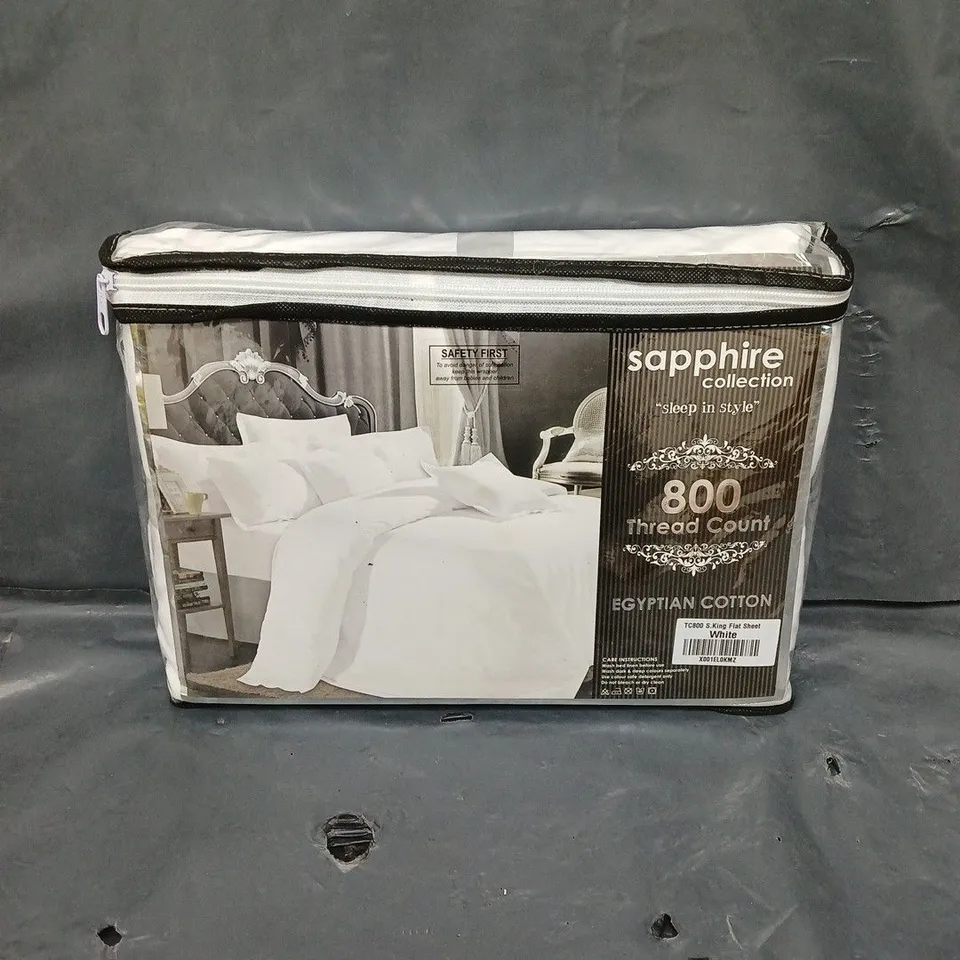 SAPPHIRE COLLECTION FLAT SHEET IN WHITE - SUPER KING 