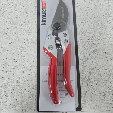 KIMURA GARDEN HAND PRUNING SHEARS WITH RED HANDLES (NEW IN PACKAGING)